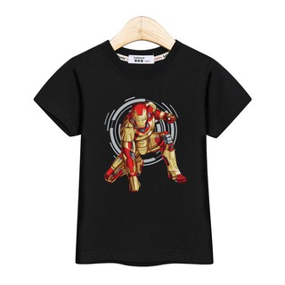 สินค้า เสื้อยืดลําลองแฟชั่นสําหรับเด็กผู้ชายอายุ 3-14 ปีแขนสั้นลาย Avengers Iron Man Kid shirt
