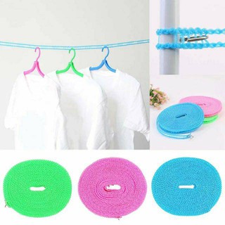 สินค้า KD-0043 เชือกตากผ้า Clothesline เชือกไนล่อน เก็บง่าย พร้อมตะขอในตัว เชือกแขวนอเนกประสงค์ เชือกราวตากผ้า ยาว5m