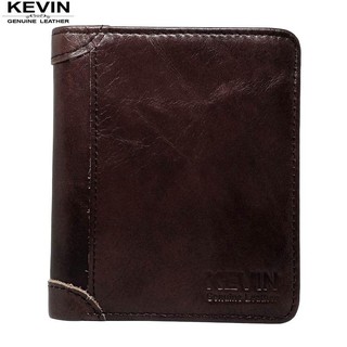 Fin 1 กระเป๋าหนังแท้ กระเป๋าเงิน พับ 3 ตอน 3 Folds Genuine Leather Man Wallet KEVIN 2481 - สีกาแฟ