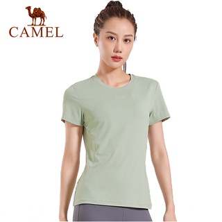 Camel เสื้อยืดแขนสั้น ทรงหลวม ระบายอากาศ แบบแห้งเร็ว สําหรับผู้หญิง ใส่ออกกําลังกาย