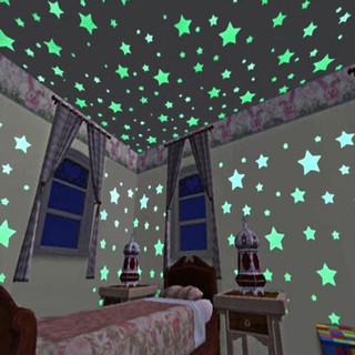 100 ชิ้นส่องสว่างสติ๊กเกอร์ติดผนังเรืองแสงในที่มืดดาวสติ๊กเกอร์ D Ecals สำหรับเด็กห้องเด็กที่มีสีสันเรืองแสงสติ๊กเกอร์ตกแต่งบ้าน