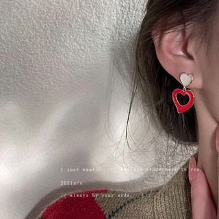 Electroplating 925 silver needle retro earrings Korean simple design love earrings female personality earrings temperame