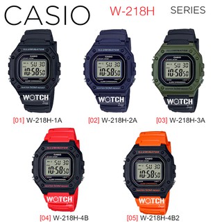 ภาพขนาดย่อของสินค้าCASIO นาฬิกาข้อมือผู้ชาย สายเรซิน รุ่น W-218H W-218H-2A W-218H-3A W-218-4B2