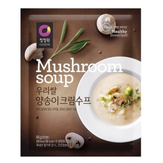 mushroom cream soup ซุปครีมเห็ดเกาหลี  แดซัง daesang chungjungwon cuisine 60g. (235 kcal) 청정원 우리쌀 양송이크림수프