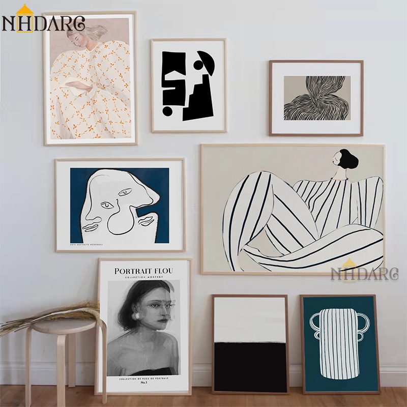 ภาพวาดผ้าใบ-โปสเตอร์ภาพวาด-สีดํา-สีขาว-รูปเส้นแอปสแตรกท์-บล็อก-นอร์ดิก-โมเดิร์น-แฟชั่น-ตกแต่งผนังบ้าน-ห้องศิลปะ