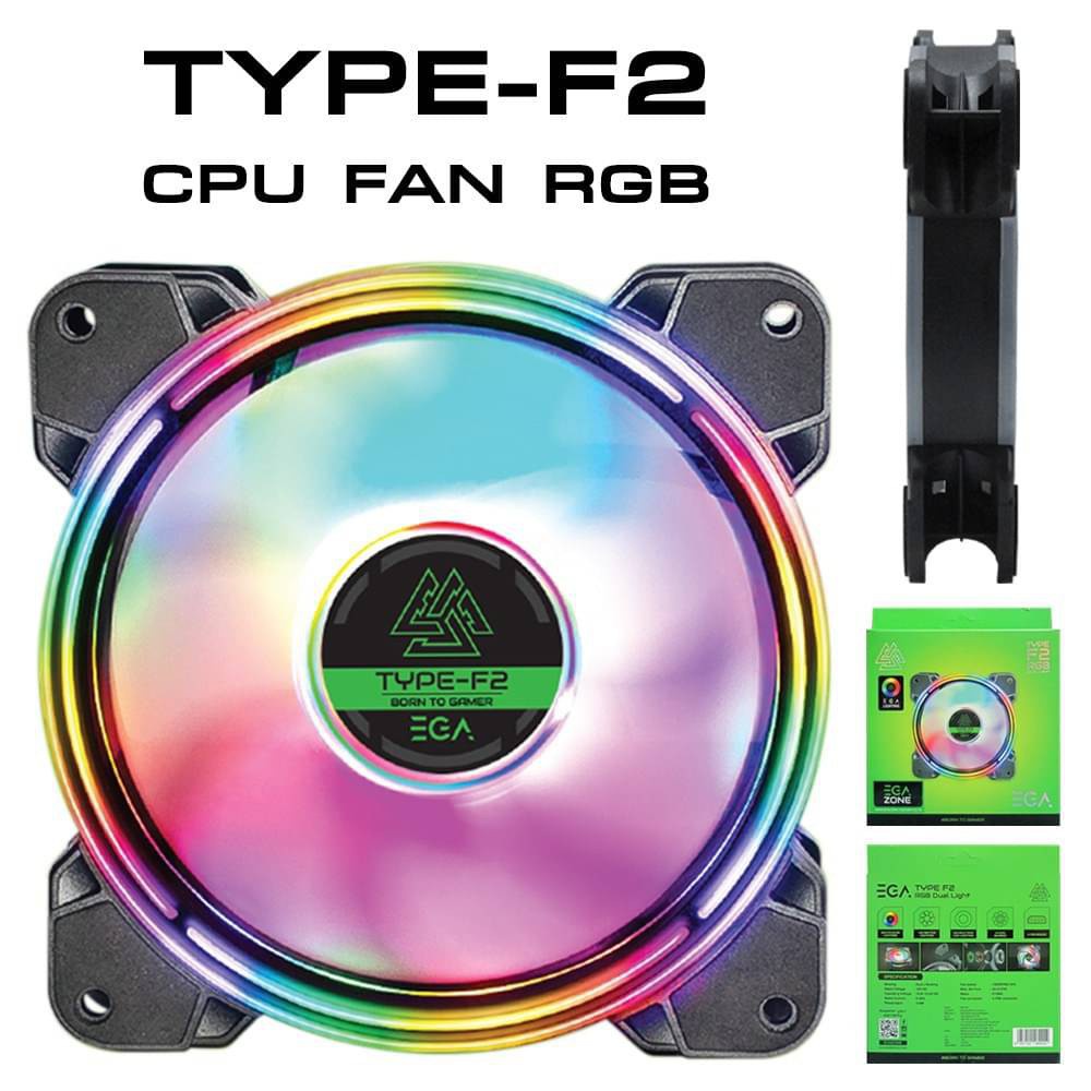 รูปภาพของพัดลมเคส EGA Type F1, F2, F3 RGB Cooling FAN PC 120mm พัดลมคอมพิวเตอร์ลองเช็คราคา