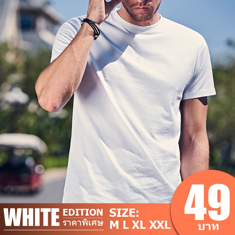 ภาพสินค้าเสื้อยืดสีขาว เสื้อยืดผู้ชาย เสื้อยืด (M-3XL) ST01 จากร้าน simonlam2008 บน Shopee ภาพที่ 2