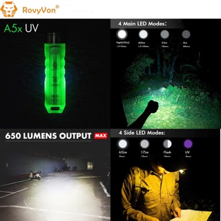 ภาพหน้าปกสินค้าRovyVon Aurora A5x White/UV Green GITD Keychain Flashlight (ตัวแทนจำหน่ายอย่างเป็นทางการ) ที่เกี่ยวข้อง