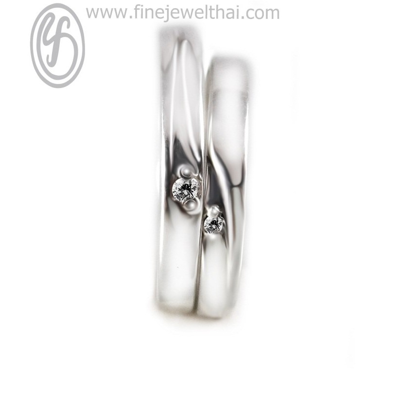 finejewelthai-แหวนเพชร-แหวนเงิน-เพชรสังเคราะห์-เงินแท้-แหวนคู่-couple-diamond-cz-silver-wedding-ring-rc3045cz