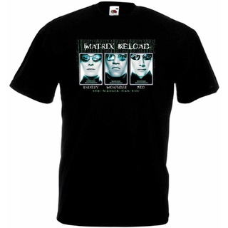 tshirtเสื้อยืดคอกลมฤดูร้อนเสื้อยืด ผ้าฝ้าย 100% พิมพ์ลายโปสเตอร์ภาพยนตร์ Matrix Reloaded V3Sto4XL