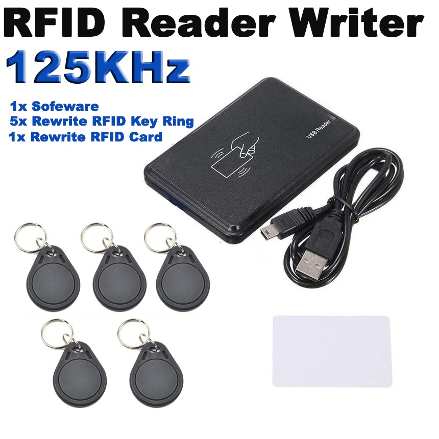 เครื่องอ่านและเขียน-rfid-copier-125khz-cloner-writer-duplicator-reader-5-pcs-key-ring-1-rfid-card-t5577-em4305