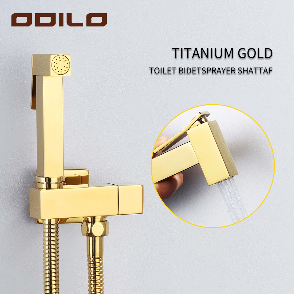 ODILO Bidet Toilet Sprayer Set 4 in 1 brass Titanium Gold Shattaf ...