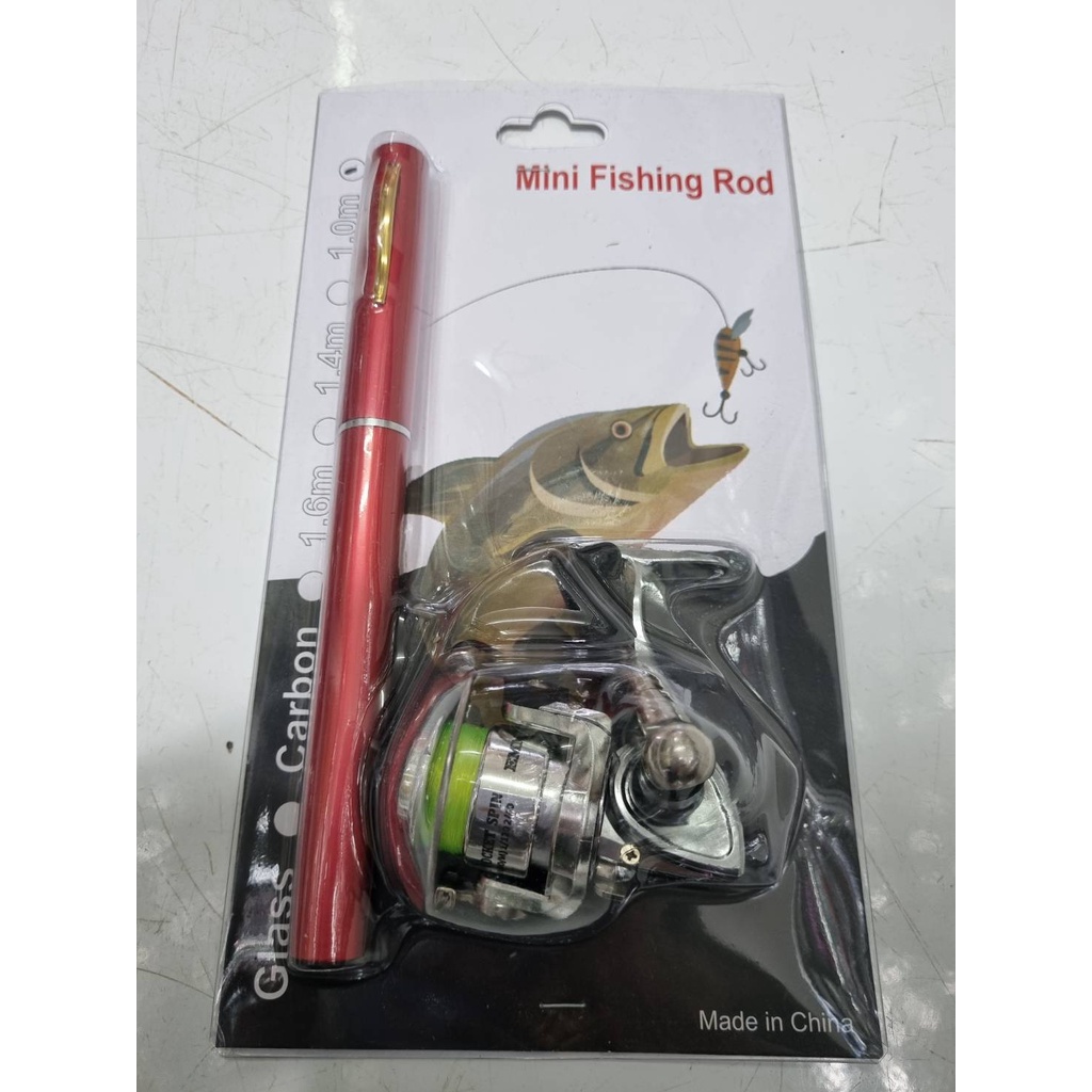 คันเบ็ดชุดปากกา-รอกสปิน-โลหะ-mini-fishing-rod