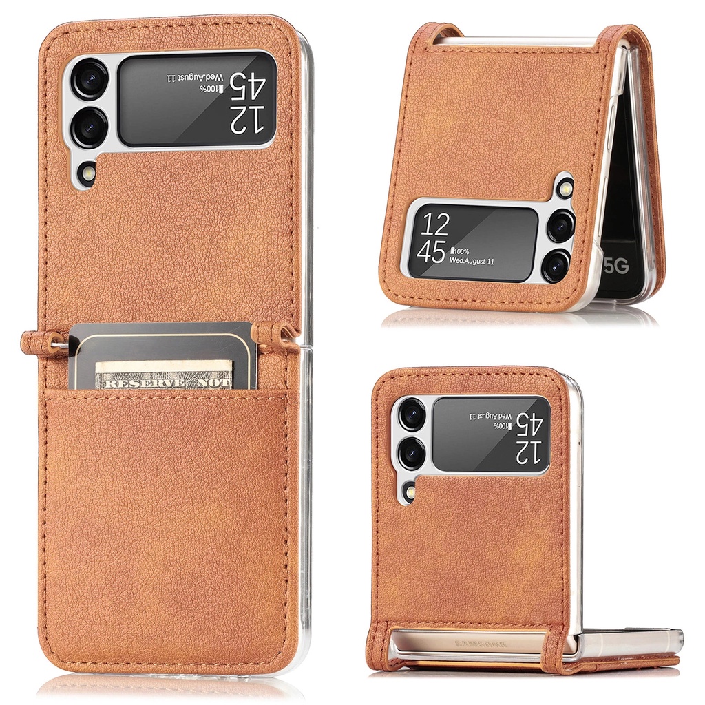 เคสโทรศัพท์หนังแบบฝาพับป้องกันรอยขีดข่วนสําหรับ-samsung-galaxy-z-flip3-5g-z-flip3-3