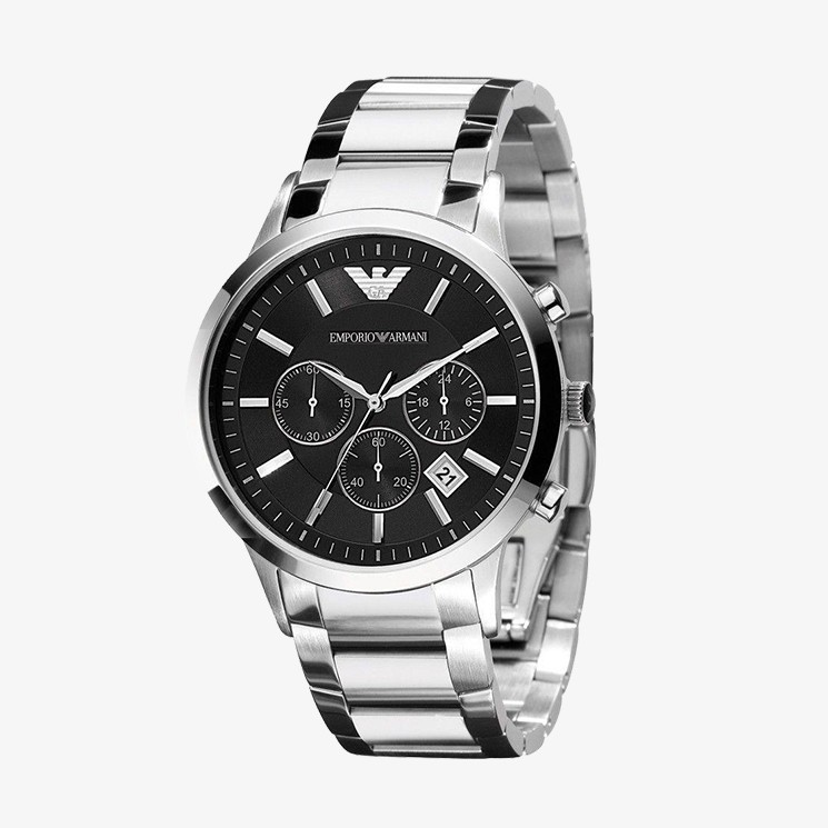 ภาพหน้าปกสินค้าEMPORIO ARMANI นาฬิกาข้อมือผู้ชาย รุ่น AR2434 Classic Chronograph Black Dial Steel - Silver จากร้าน ralunar บน Shopee