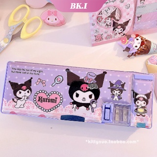 Sanrio Kawaii My Melody Kuromi กล่องดินสอ ลายการ์ตูน สองชั้น พร้อมกบเหลาดินสอ ของเล่นสําหรับเด็ก