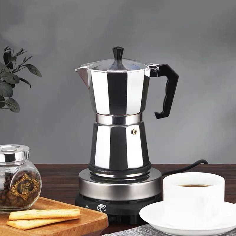 ภาพหน้าปกสินค้ากาชงกาแฟ อลูมิเนียม ขนาด 100 มล. 150 มล. 300 มล. ถ้วยอิตาลี มอคค่าพอท กาต้มกาแฟสดแบบพกพา หม้อต้มกาแฟแรงดัน เครื่องทำกาแ