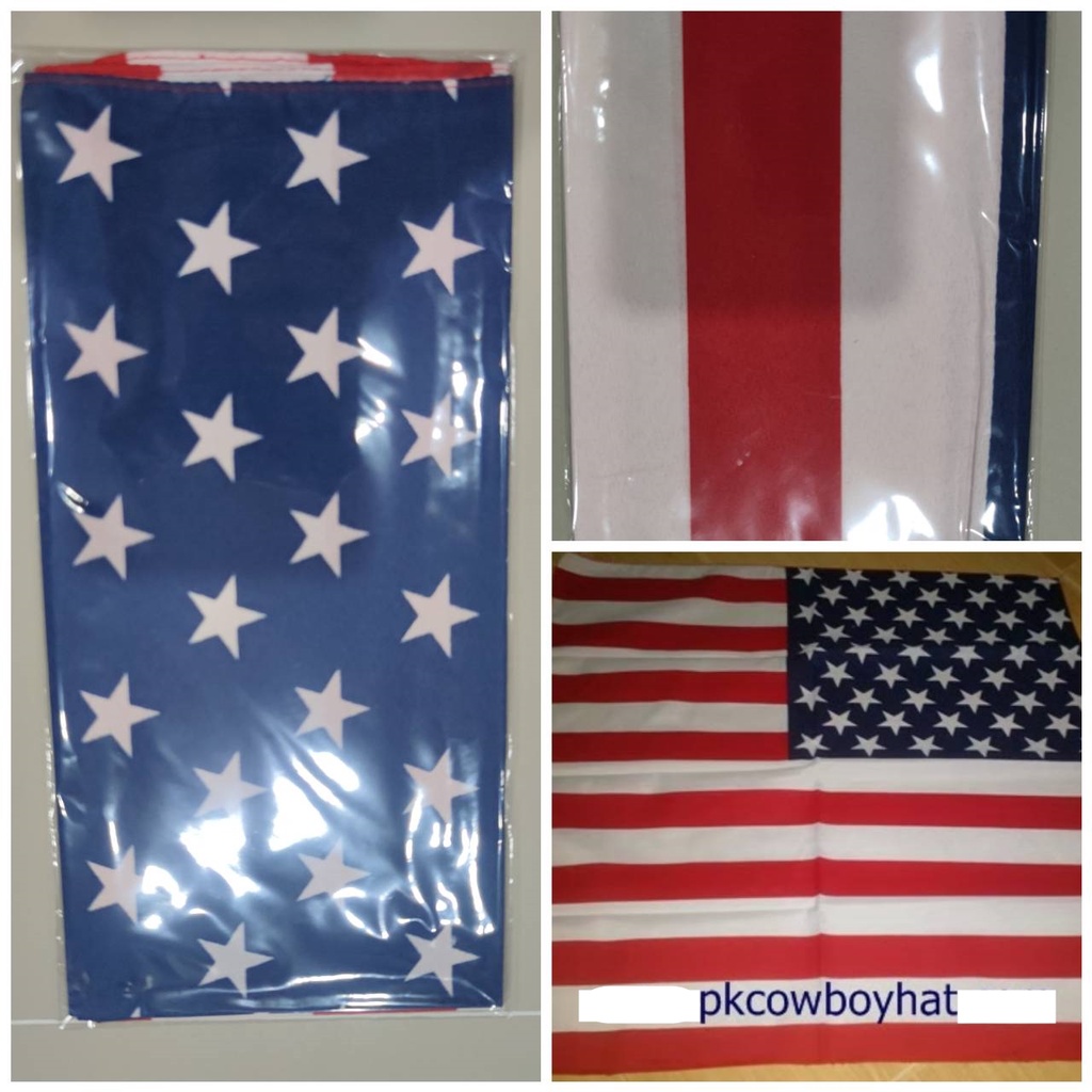 ภาพหน้าปกสินค้าผ้าพันคอ ผ้าโพก ผ้าเข็ดหน้า ขนาด 21x21นิ้ว (54x54cm.) ลายธงชาติอเมริกา