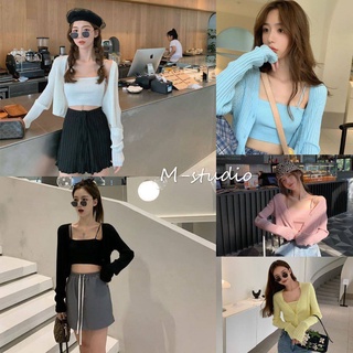 สินค้า Maze*พร้อมส่ง*?📌+2ชิ้น เสื้อคลุมแขนยาว+สายเดี่ยว จะใส่เดี่ยวใส่คู่ก็ดูดีคุ้มมมมม(1258)