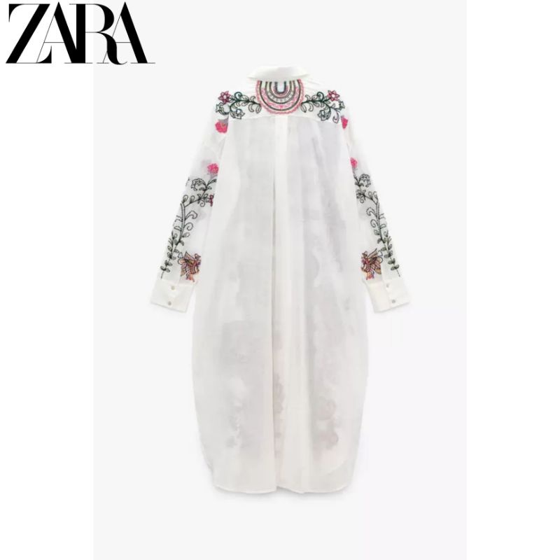 zara-เสื้อเชิ้ต-ปักลาย-ทรงยาว