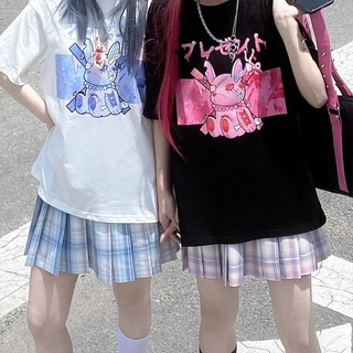 y2k Y2K สาวร้อนญี่ปุ่นหวานjkท็อปสตรี2021นักเรียนใหม่แฟนสาวนุ่มหลวมแขนสั้นTเสื้อยืดผู้หญิงinsน้ำ