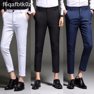 กางเกงขา5ส่วน ทรงslim fit สีดำ กรม ขาว