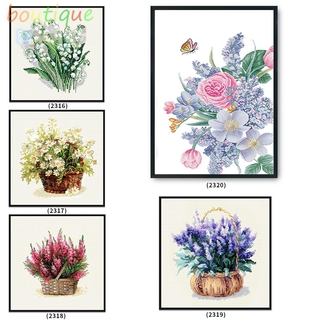 bou【Ready Stock】11CT Stamped Flower Cross Stitch Kits Printed Canvas DIY Needlework Crafts