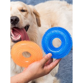 สินค้า E30 ของเล่นสุนัข ของเล่นหมา วงแหวน รูปโดนัท ยางกัด มีเสียง ช่วยทำความสะอาดฟันสุนัข อุปกรณ์สัตว์เลี้ยง ของเล่นแก้เบื่อ