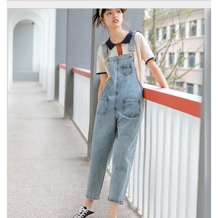 ภาพสินค้าfashion ️ชุดเอี้ยมยีนส์ กางเกงยีนส์ขายาว แต่งขาด (สียีนส์) รุ่น 8839 จากร้าน fashion_61 บน Shopee ภาพที่ 1
