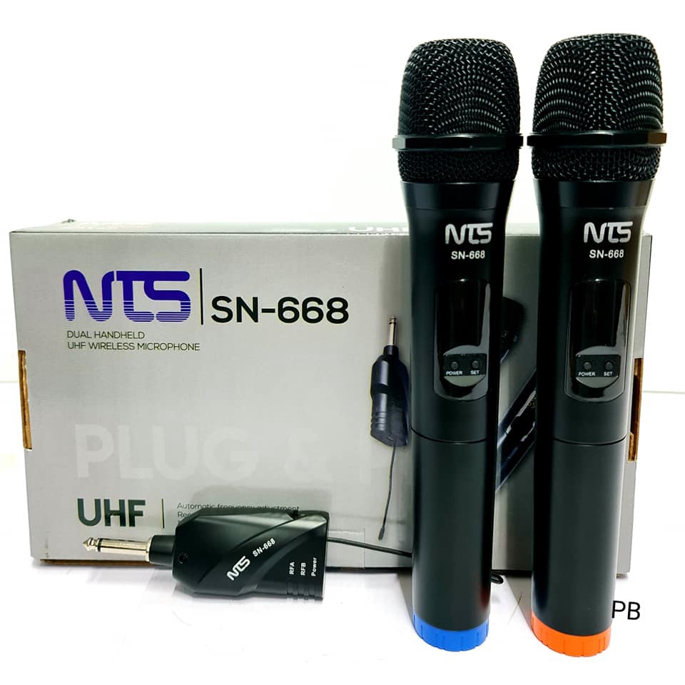 nts-รุ่น-sn-668-ไมโครโฟนไร้สาย-ไมค์ถือคู่-คลื่นใหม่-uhf-กสทช-รับรอง-รีซีฟเวอร์ตัวเล็ก-ชาร์จได้-ไมค์ลอย-สุดคุ้มเสียงดี