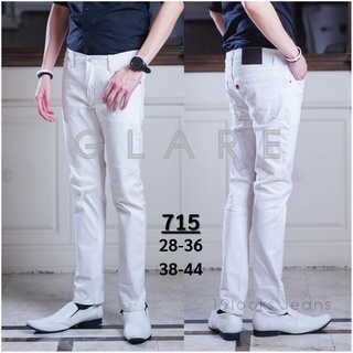 สินค้า กางเกงยีนส์กระบอกผช สีขาว ยีนส์กระบอกเล็ก มี 2 แบบ ผ้ายืด (28-44)และผ้าไม่ยืด (28-38)เป้าซิป