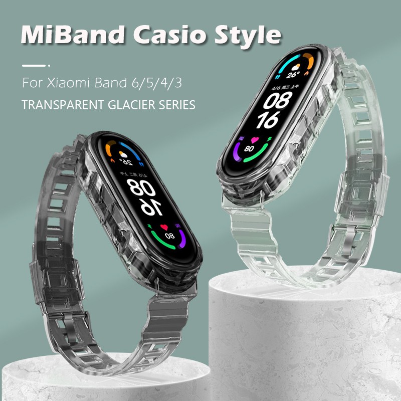 ภาพหน้าปกสินค้าสายนาฬิกาข้อมือ ซิลิโคนใส สําหรับ Xiaomi Mi Band 6 / 5 / 4 / 3