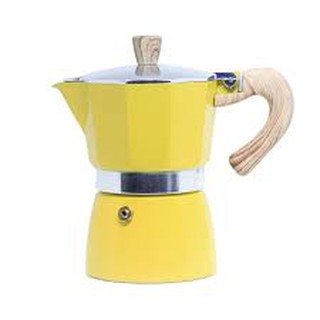 (สีเหลือง) หม้อต้มกาแฟสด (150 มล.) แบบหนา สไตล์ยุโรป หม้ออลูมิเนียม แปดเหลี่ยม เครื่องชงกาแฟ หม้อกาแฟ moka pot