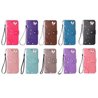 เคสโทรศัพท์หนัง PU ฝาพับ ประดับเพชรเทียม พร้อมช่องใส่บัตร สําหรับ Samsung Galaxy A05s A05 A34 A54 5G