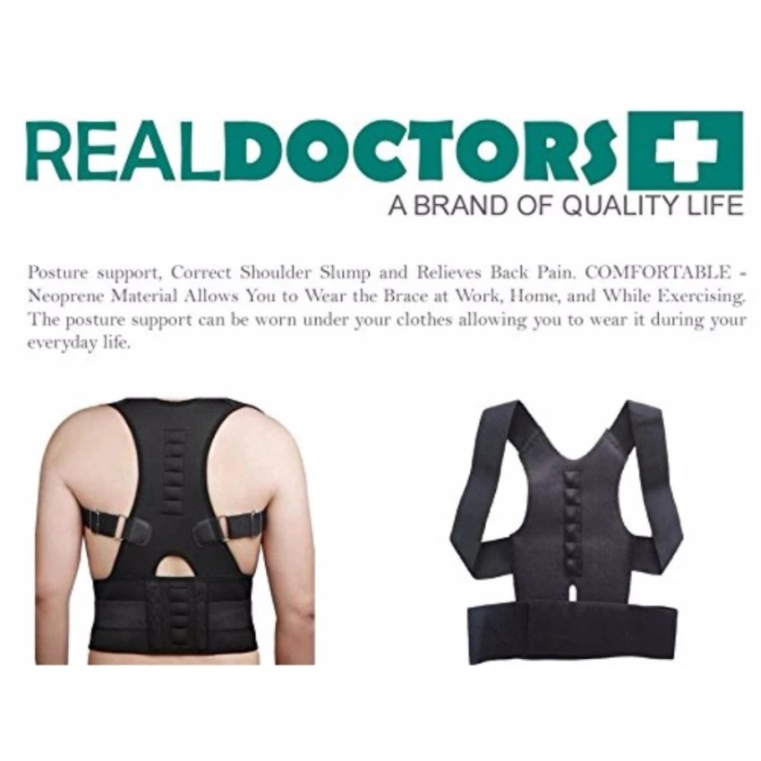 real-doctor-ny-10-ที่รัดพยุงหลังและเอว-เพื่อช่วยป้องกัน-ลดอาการบาดเจ็บของกล้ามเนื้อ-ไหล่-หลัง-สีดำ-size-m