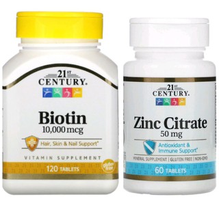 สินค้า แพคคู่ Zinc 50mg 60tablets Biotin 10000mcg 120tablets ซิงค์ ไบโอติน แพคคู่สุด​คุ้ม​