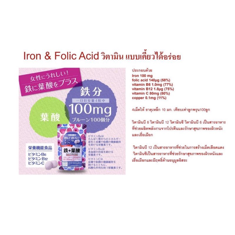 iron-amp-folic-chewing-วิตามิน-ธาตุเหล็ก-และโฟลิก-แบบเคี้ยว-รสเบอร์รี่