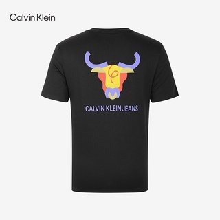 เสื้อยีนส์แขนสั้นสำหรับผู้ชาย,เสื้อยืดพิมพ์ลายผ้าฝ้าย Calvin Kleinn/C-K ปีใหม่