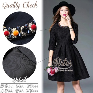 Black Gorgeous Korea Dress Adorn With Mini Fancy Diamonds