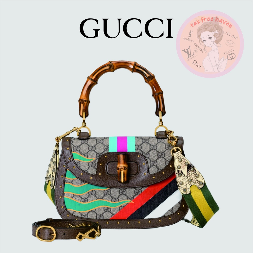 shopee-ราคาต่ำสุด-ของแท้-100-gucci-brand-new-bamboo-medium-tote-bag