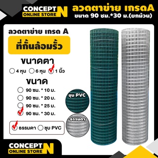 ลวดตาข่าย ลวดตาข่ายชุบ PVC ที่กั้นรอบล้อมรั้ว ขนาดตา 4 หุน, 6 หุน,1นิ้ว (ยกม้วน) รับประกัน 7วัน สินค้ามาตรฐาน Concept N