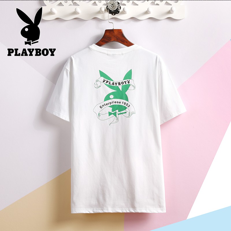 s-5xl-playboy-เสื้อยืดคอกลม-แขนสั้น-ผ้าฝ้าย-ระบายอากาศ-ทรงหลวม-เหมาะกับฤดูร้อน-สําหรับผู้ชาย