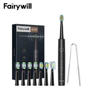 Fairywill E10 แปรงสีฟันไฟฟ้า 8 หัวแปรงดูปองท์ มีดโกนลิ้น 5 โหมด