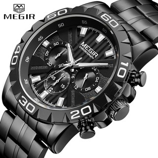 2019 ใหม่ MEGIR นาฬิกาผู้ชายโครโนกราฟควอตซ์ธุรกิจบุรุษยอดนาฬิกาแบรนด์หรูนาฬิกาข้อมือกันน้ำ