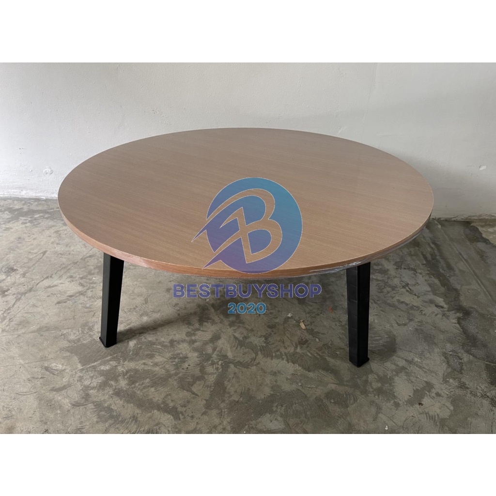 โต๊ะพับอเนกประสงค์-โต๊ะญี่ปุ่นกลม-75x75-ซม-ลายไม้สีบีซ-หินขาว-หินดำ-ขาแข็งแรง-bb99