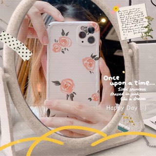 เคสไอโฟน เคสซิลิโคน 11 promax iPhone case เคสนิ่ม เนื้อซิลิโคน for iPhone X XS MAX XR  7+ 8PLUS fullcover กุหลาบพื้นชมพู