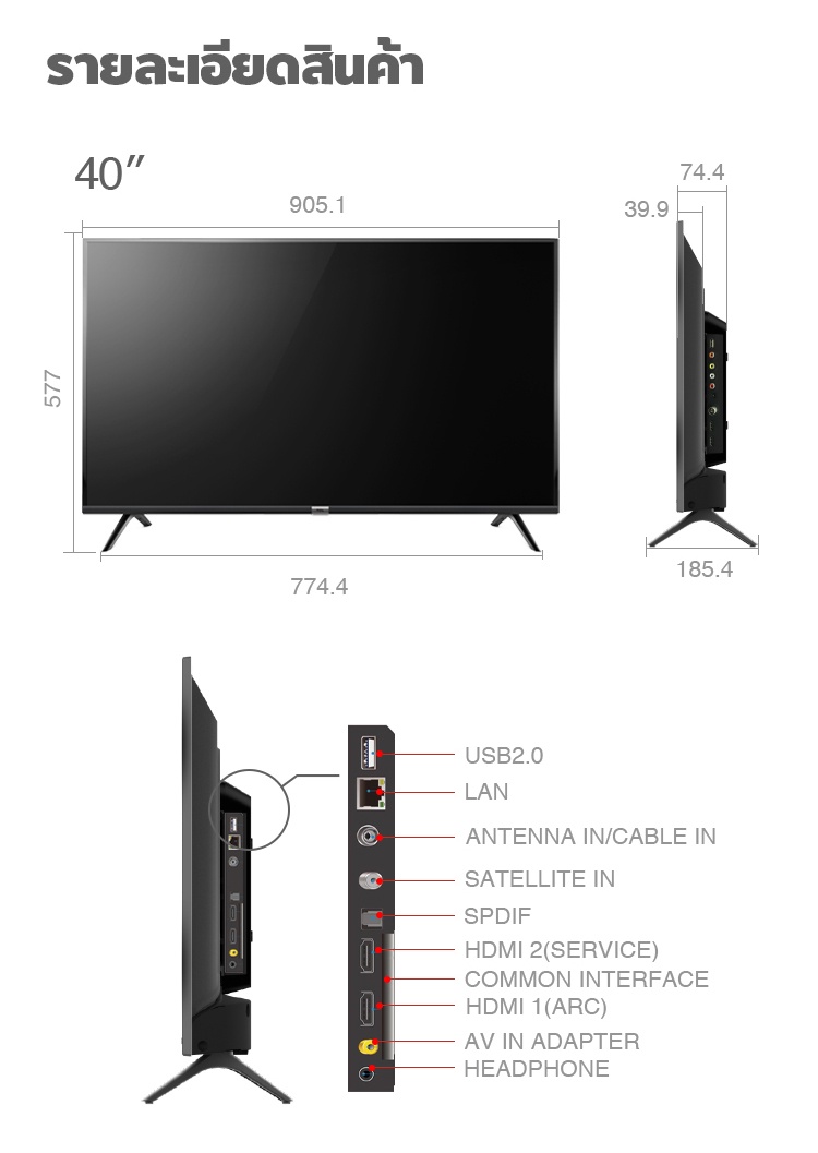 รูปภาพเพิ่มเติมเกี่ยวกับ TCL ทีวี 40 นิ้ว Android11 TV Full HD Wifi/Youtube/Nexflix+FreeVoiceSearchremote (รุ่น LED40S6500)