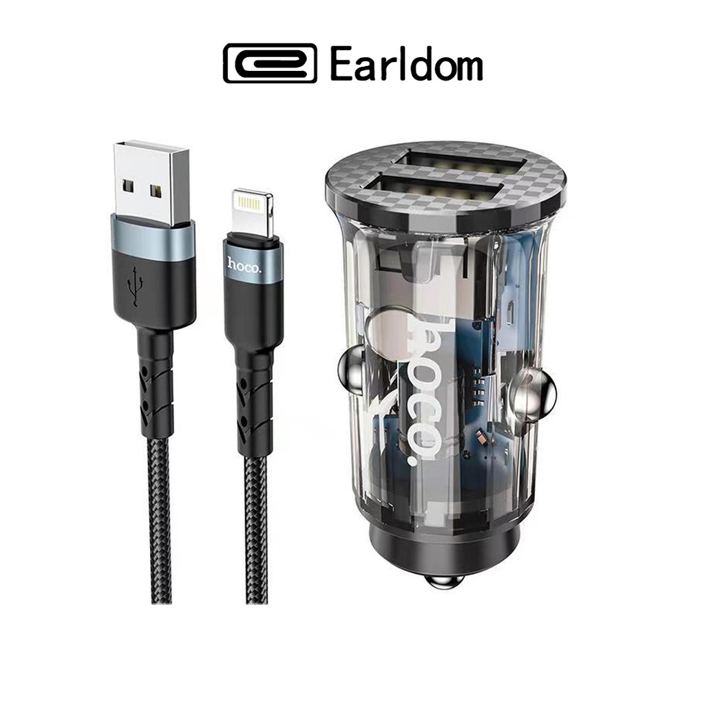 earldom-hoco-dz3-car-charger-set-2usb-2-4a-ชุดหัวชาร์จรถ-2-usb-output-2-4a-พร้อมสายชาร์จ