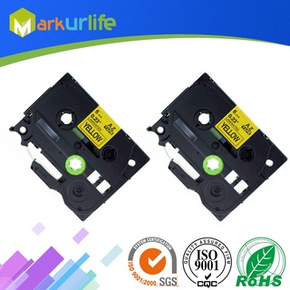 2pcs 6mm*8m Compatible For tz tze tape TZe611 TZe 611 TZ-611 TZe-611 P-touch label printer Borter Ribbon Black on Yellow