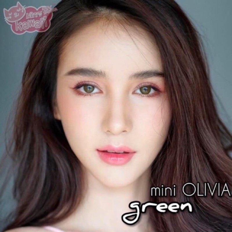 mini-olivia-green-มินิ-สีเขียว-เขียว-โทนธรรมชาติ-ละมุน-kitty-kawaii-ค่าอมน้ำสูง-คอนแทคเลนส์-ค่าสายตา-สายตาสั้น-สายตา